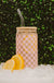 Pink Checkered 17 oz Can Glass w/ Straw and Lid - Decor - LECCE
