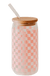 Pink Checkered 17 oz Can Glass w/ Straw and Lid - Decor - LECCE
