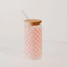 Pink Checkered 17 oz Can Glass w/ Straw and Lid - Decor - LECCE