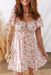 Pink Floral Ruffle Sleeve Front Tie Shirred Waist Mini Dress - LECCE