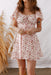 Pink Floral Ruffle Sleeve Front Tie Shirred Waist Mini Dress - LECCE