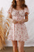 Pink Floral Ruffle Sleeve Front Tie Shirred Waist Mini Dress - LECCE
