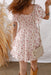 Pink Floral Ruffle Sleeve Front Tie Shirred Waist Mini Dress - LECCE