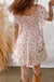 Pink Floral Ruffle Sleeve Front Tie Shirred Waist Mini Dress - LECCE