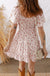 Pink Floral Ruffle Sleeve Front Tie Shirred Waist Mini Dress - LECCE
