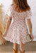 Pink Floral Ruffle Sleeve Front Tie Shirred Waist Mini Dress - LECCE