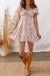 Pink Floral Ruffle Sleeve Front Tie Shirred Waist Mini Dress - LECCE