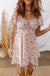 Pink Floral Ruffle Sleeve Front Tie Shirred Waist Mini Dress - LECCE
