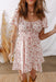 Pink Floral Ruffle Sleeve Front Tie Shirred Waist Mini Dress - LECCE