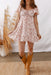 Pink Floral Ruffle Sleeve Front Tie Shirred Waist Mini Dress - LECCE