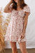 Pink Floral Ruffle Sleeve Front Tie Shirred Waist Mini Dress - LECCE