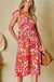 Pink Floral Square Neck Ruffled Flutter Sleeve Tiered Midi Dress - LECCE