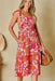 Pink Floral Square Neck Ruffled Flutter Sleeve Tiered Midi Dress - LECCE