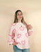 Pink Heart Shape Bubble Sleeve Baggy Sweater - LECCE