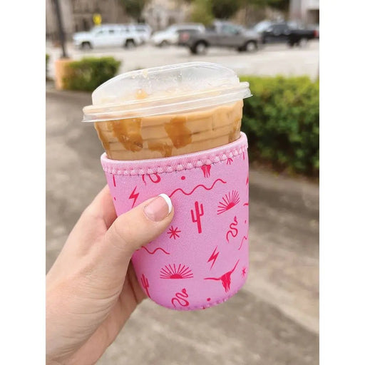 Pink Southwest Iced Coffee Sleeve/Koozie - 16oz - LECCE
