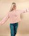 Pink Stripe Textured Long Sleeve Top - LECCE