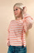 Pink Stripe Textured Long Sleeve Top - LECCE