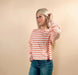 Pink Stripe Textured Long Sleeve Top - LECCE