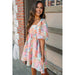 Pink Summer Floral Square Neck Puff Sleeve Babydoll Dress - LECCE