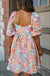Pink Summer Floral Square Neck Puff Sleeve Babydoll Dress - LECCE