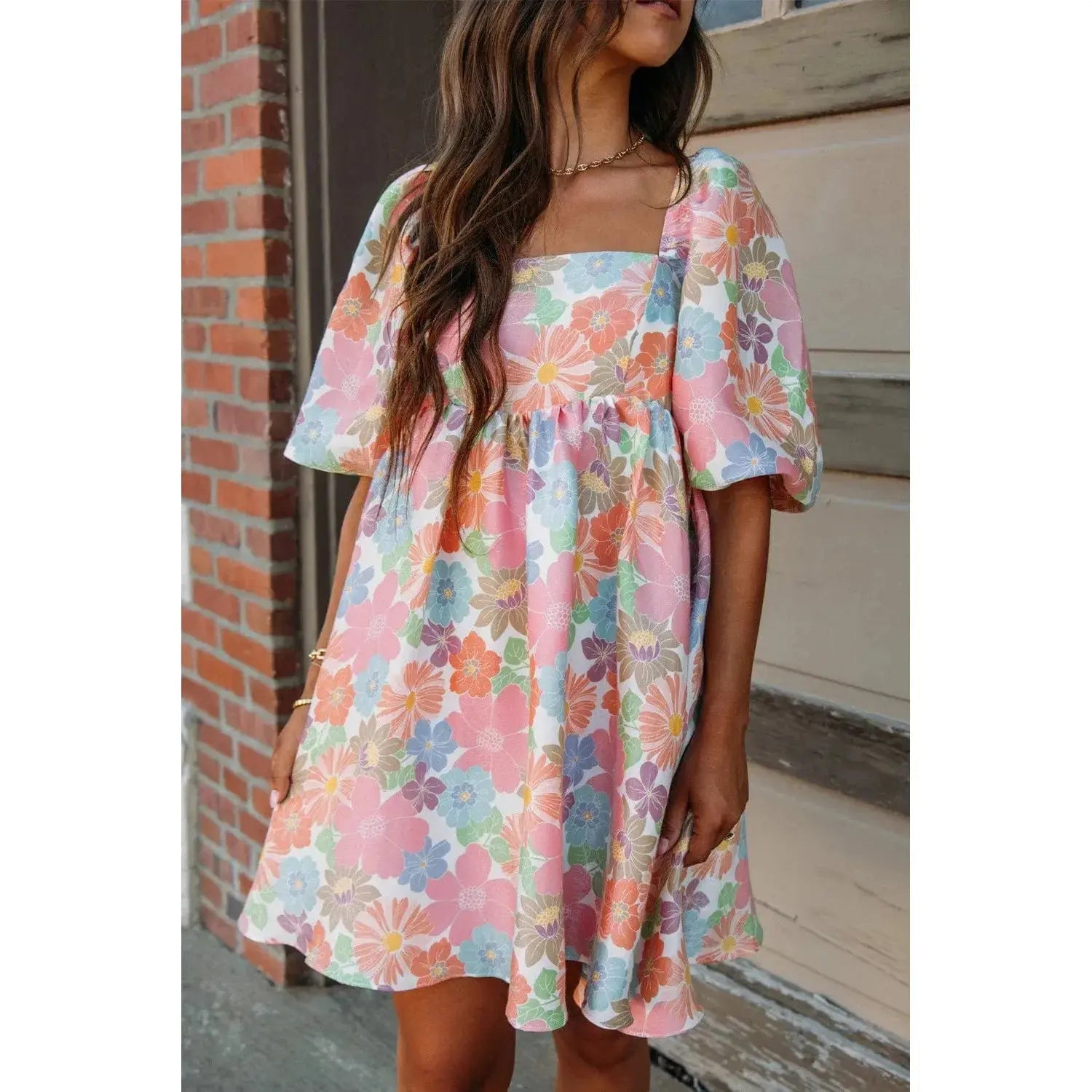 babydoll dress summer Eternal Sunshine Gathered Bust Vintage Orange Featuring a flowy skirt Korean Dopamine Pink Off Shoulder