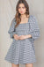 Plaid Babydoll Dress With Smocking Back Detail - LECCE