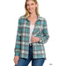 Plaid Roll - up Long Sleeve Shacket - LECCE