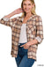 Plaid Roll - up Long Sleeve Shacket - LECCE