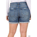 Plus Distressed Cuffed Raw Hem Denim Shorts - LECCE