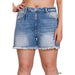 Plus Mid Rise Raw Frayed Hem Denim Shorts - LECCE