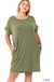 Plus Rolled Short Sleeve Round Neck Dress - LECCE