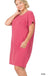 Plus Rolled Short Sleeve Round Neck Dress - LECCE