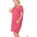Plus Rolled Short Sleeve Round Neck Dress - LECCE