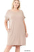 Plus Rolled Short Sleeve Round Neck Dress - LECCE