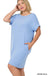 Plus Rolled Short Sleeve Round Neck Dress - LECCE