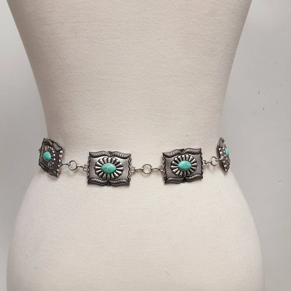 Plus Size: Western Rectangular Concho Chain Belt - LECCE