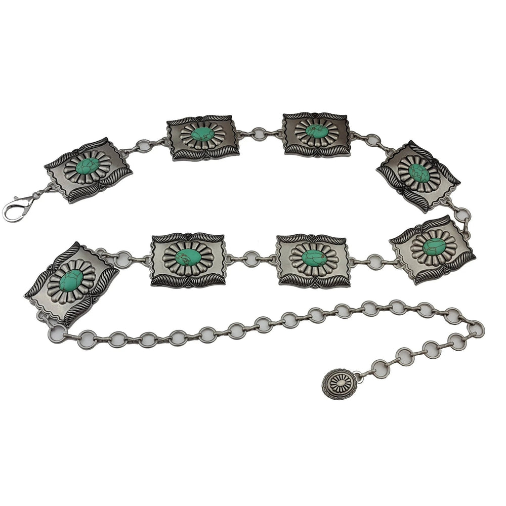 Plus Size: Western Rectangular Concho Chain Belt - LECCE