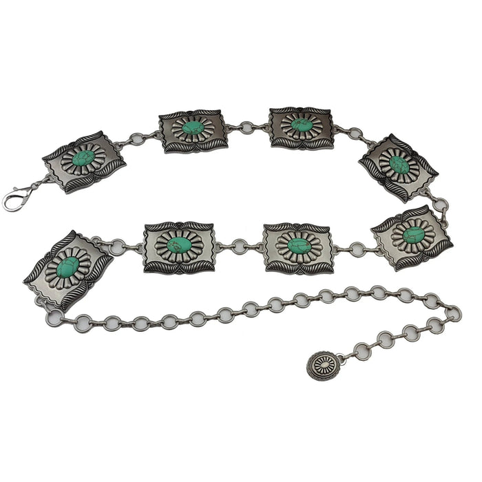 Plus Size: Western Rectangular Concho Chain Belt - LECCE