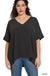 Plus Woven Airflow V - neck Dolman Short Sleeve Top - LECCE