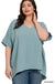 Plus Woven Airflow V - neck Dolman Short Sleeve Top - LECCE