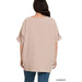 Plus Woven Airflow V - neck Dolman Short Sleeve Top - LECCE