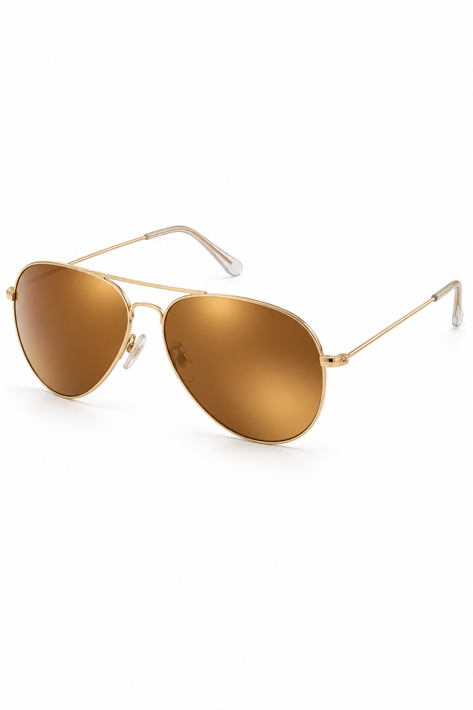 Polarized Mirror Lens Sunglasses - Gold Brown