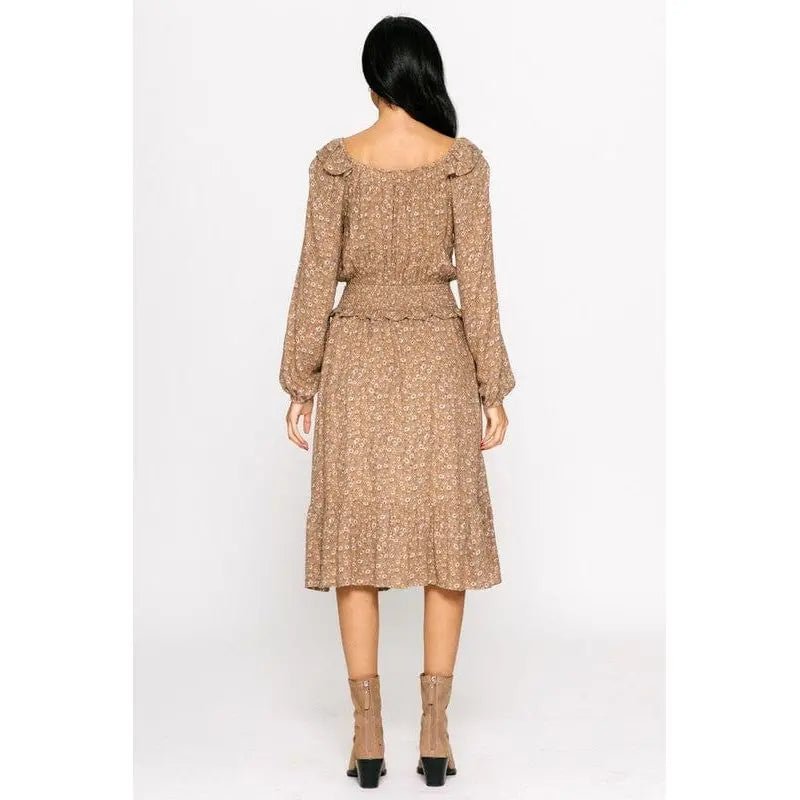 Printed Waist Smocking Dress - LECCE