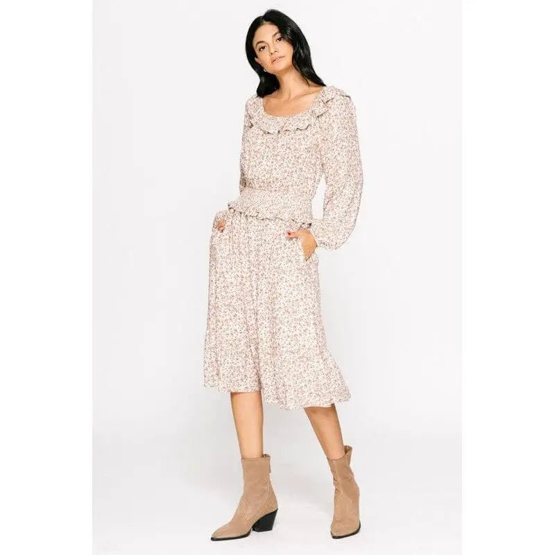 Printed Waist Smocking Dress - LECCE