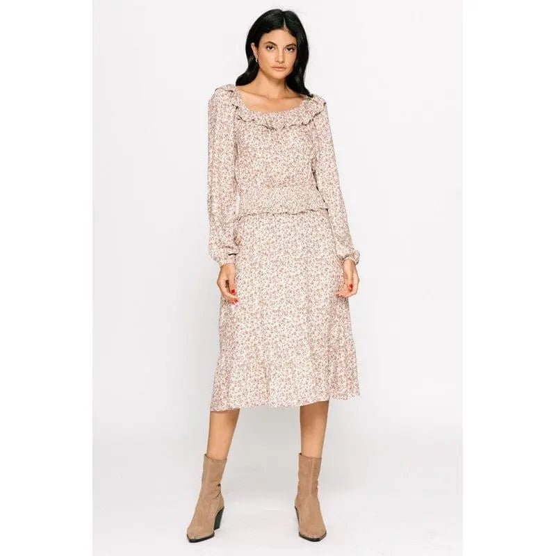 Printed Waist Smocking Dress - LECCE