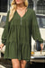 Puff Sleeve Buttoned Tiered Ruffled Mini Dress - LECCE