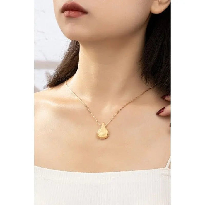 Puffy Teardrop Pendant Box Chain Necklace - LECCE