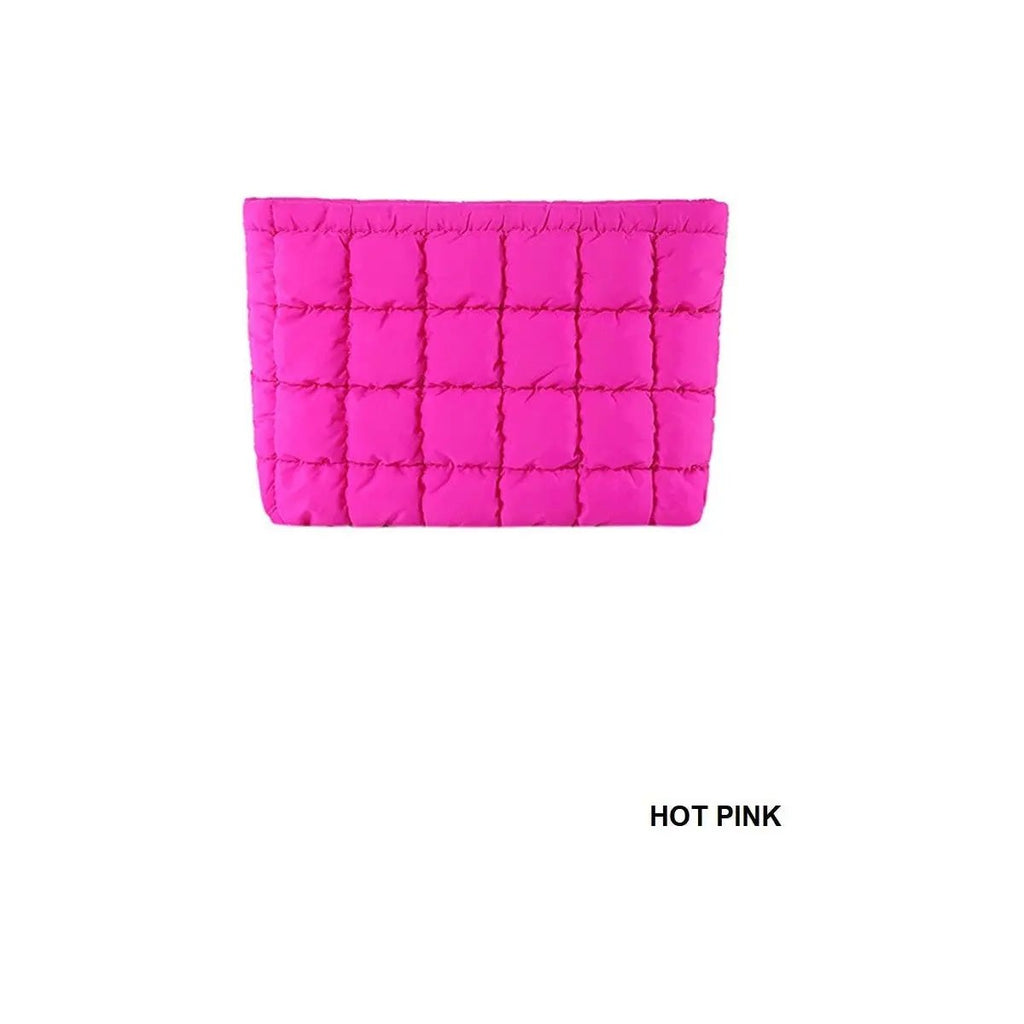 Quilted Cosmetic Makeup Pouch Clutch Bag