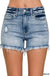 Raw Frayed Hem Ripped Denim Shorts - LECCE