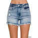 Raw Frayed Hem Ripped Denim Shorts - LECCE
